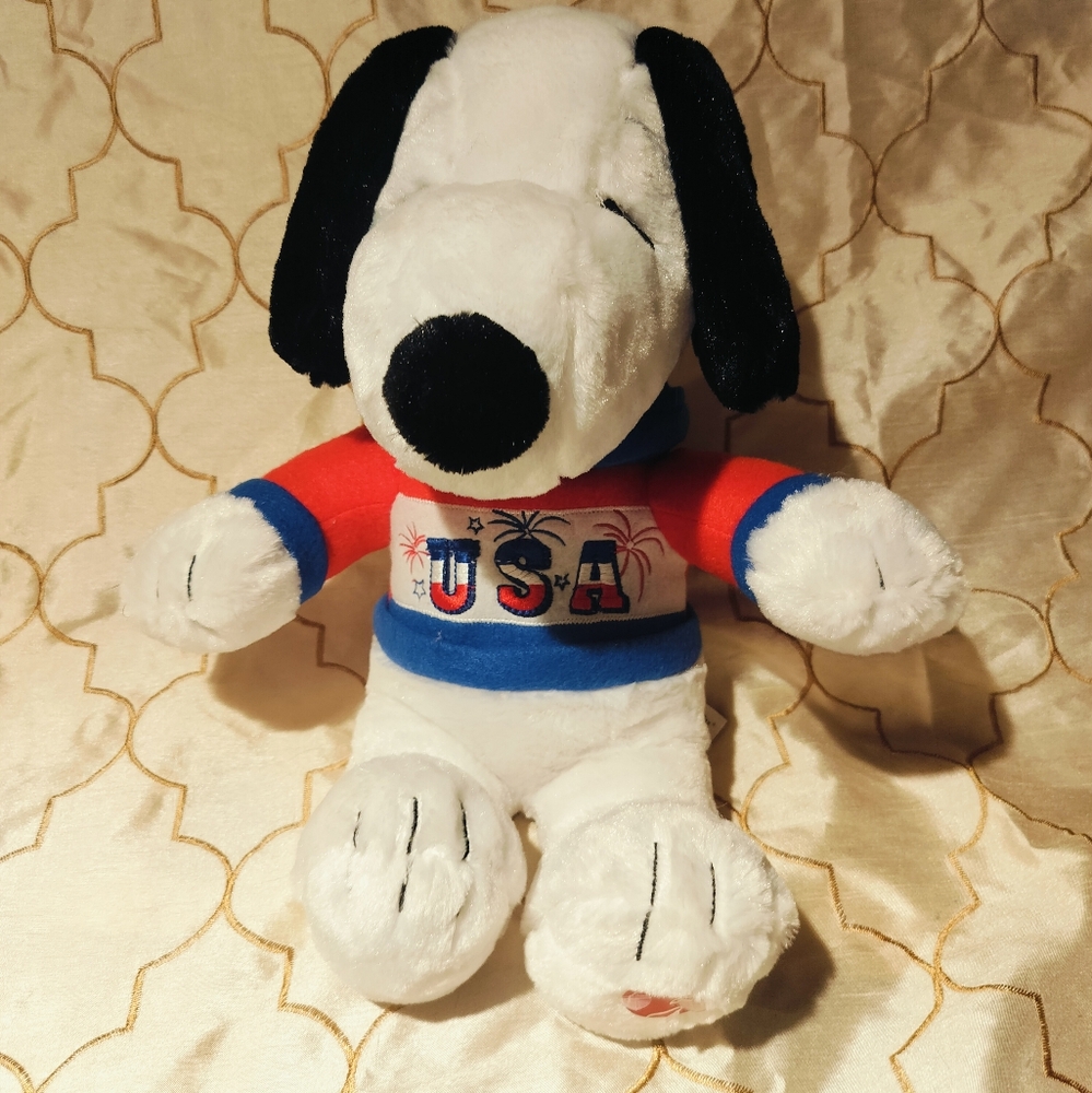 2015 Snoopy USA Hooded Plush, still plays music but is very low. Hard to find.